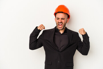 raising fist after a victory, winner concept.