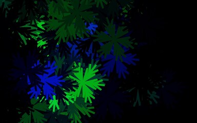 Fototapeta na wymiar Dark Blue, Green vector natural background with flowers.