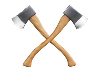 Crossed axes isolated on white background 3d rendering