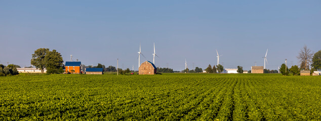 Panoramic view of typical farm landscape in Michigan