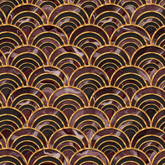 Stone seamless pattern. Abstract painting. Decorative gold waves