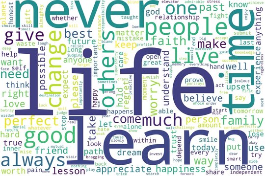 Word tag cloud on white background. Concept of life