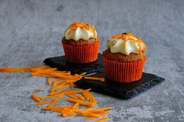 cakes next to grated carrots