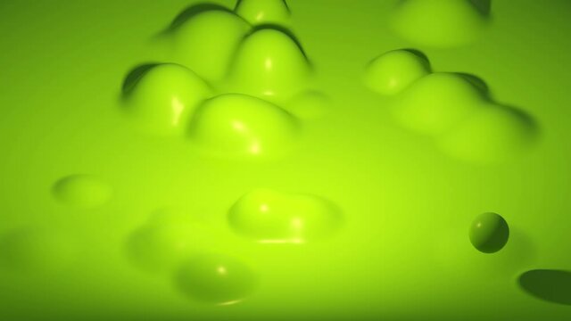 Organic viscous mass is boiling. Green witch's brew is bubbling. 3d animation
