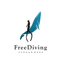 illustration scuba freediving logo design concept
