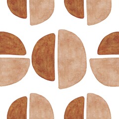 Hand drawing brown watercolor abstract circle spots brush strokes seamless pattern background. Use for poster, print, card, postcard, textile, fabric, greeting card, wedding, birthday, celebration