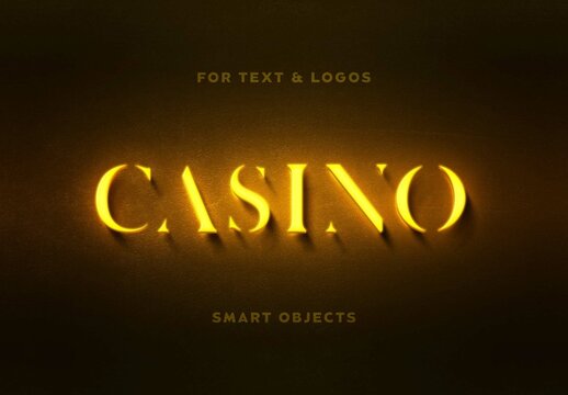 Yellow Glowing Metal Logo Mockup