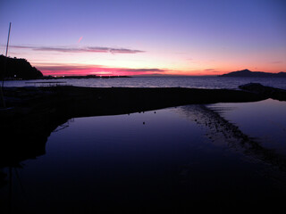 sunset over the river