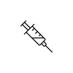 Line icon of medical syringe with cure for injection and vaccination