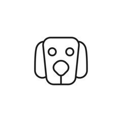Line icon of dog on isolated white background