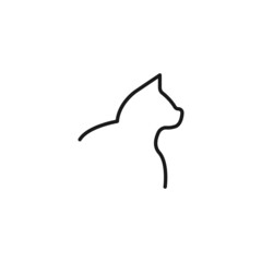 Line icon of cat on isolated white background