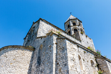 Exterior of the Saint Michel church in La Garde Adhemar, Drôme, France, Europe