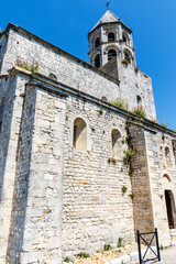 Fototapeta na wymiar Exterior of the Saint Michel church in La Garde Adhemar, Drôme, France, Europe