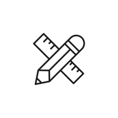Line icon of crossed pencil and liner