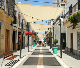 Calle Charco calle comercial en el centro histórico de Rota, provincia de Cádiz Andalucía...