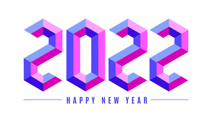 Happy new year 2022 modern colorful font design