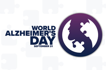 World Alzheimer's Day. September 21. Holiday concept. Template for background, banner, card, poster with text inscription. Vector EPS10 illustration.
