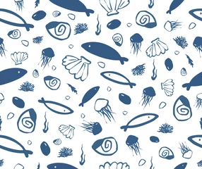 Printed roller blinds Sea Pattern on the marine theme. Seamless. Vector. 