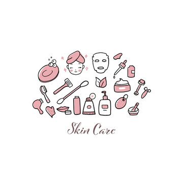 Cute Hand Drawn Skin Care Icons