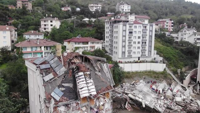Sinop, Ayancik, Turkey - August 21 2021: Floods hit Turkey&rsquo;s Black Sea provinces. Sinop Ayancik. A new wave of floods due to heavy rains hit Turkey&rsquo;s northern Black Sea provinces.