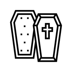 coffin halloween line icon vector. coffin halloween sign. isolated contour symbol black illustration