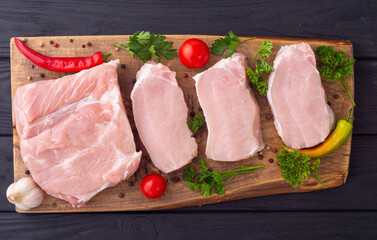 Raw pork fillet with spices and herbs