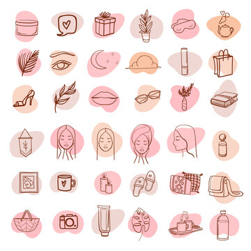 
Beaty Relax Icon Hand Draw Set On The White Background