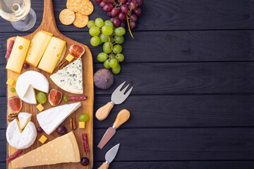 Cheese board with fruits and snack