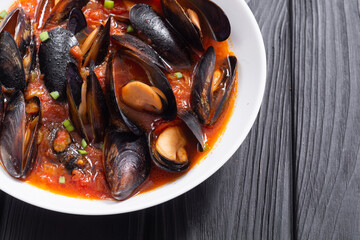 Traditional mussels tomato soup