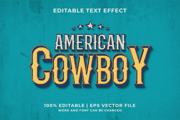 Editable text effect - American Cowboy Vintage style template. Premium Vector
