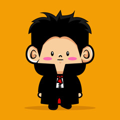 Cute character wearing halloween costume
