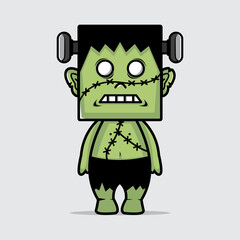 Vector illustration of the green halloween zombies