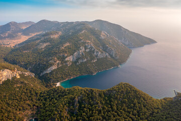 aerial view of cleopatra hammam bay in fethiye