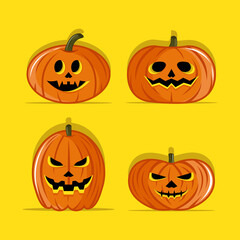 Vector illustration of four halloween pumpkins