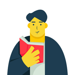 A man reading book flat illustration