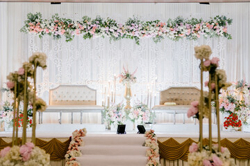 flowers in front of a the throne