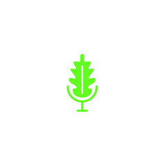 Microphone podcast logo design and oak leaves 