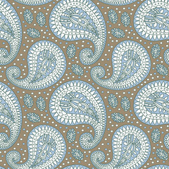 Ornamental paisley pattern in muted calm colors. Luxury oriental background for wallpaper and fashionable textile.
