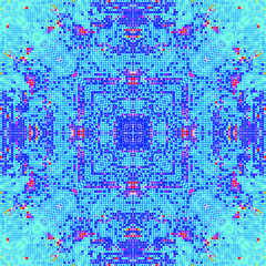 Creative mosaic pattern colored squares. Colored art festival abstract pixel symmetrical background. RGB pattern.  Colorful beautiful tiles. Modern art color pattern ornament decorative illustration.