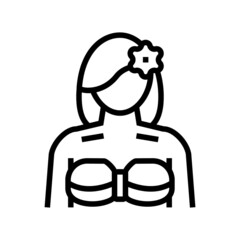 girl hawaiian line icon vector. girl hawaiian sign. isolated contour symbol black illustration