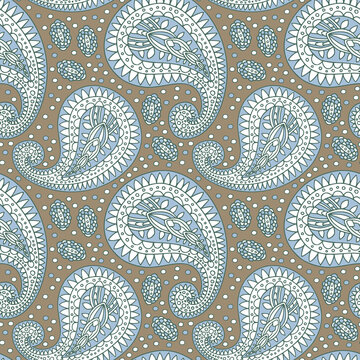 Ornamental paisley pattern in muted calm colors. Luxury oriental background for wallpaper and fashionable textile.