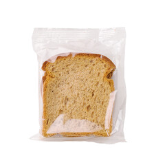 package with rusks. single portion bag. isolated white background, top view