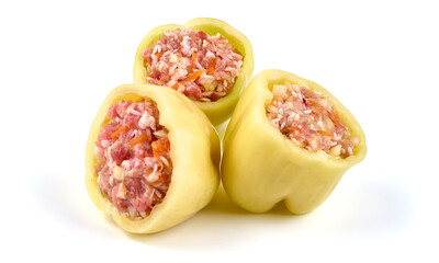 Stuffed paprika, isolated on white background.