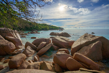 Fototapeta na wymiar tropical beach anse lazio on praslin, seychelles