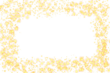 Abstract defocused yellow background with bokeh, magic glitter and blur, festive bright banner. Frame for Thanksgiving, Autumn, Halloween or Christmas Party. 