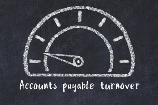 Chalk Sketch Of Speedometer With Low Value And Iscription Accounts Payable Turnover. Concept Of Low KPI