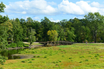 Battlefield and Old North Bridge in Minute Man National Historical Park, Concord, Massachusetts MA, USA.