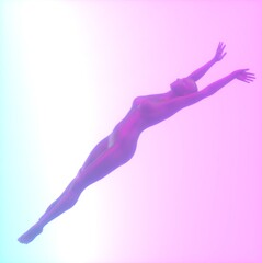 Obraz premium 3D illustration of floating woman. Concept of artificial intelligence or robot.