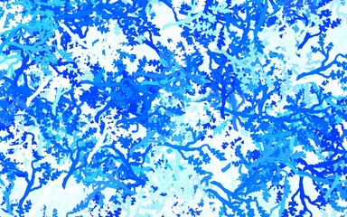 Light BLUE vector abstract pattern with leaves, branches.