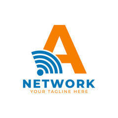 Initial Letter A with Signal Sign Logo Branding Identity Logo Design Template